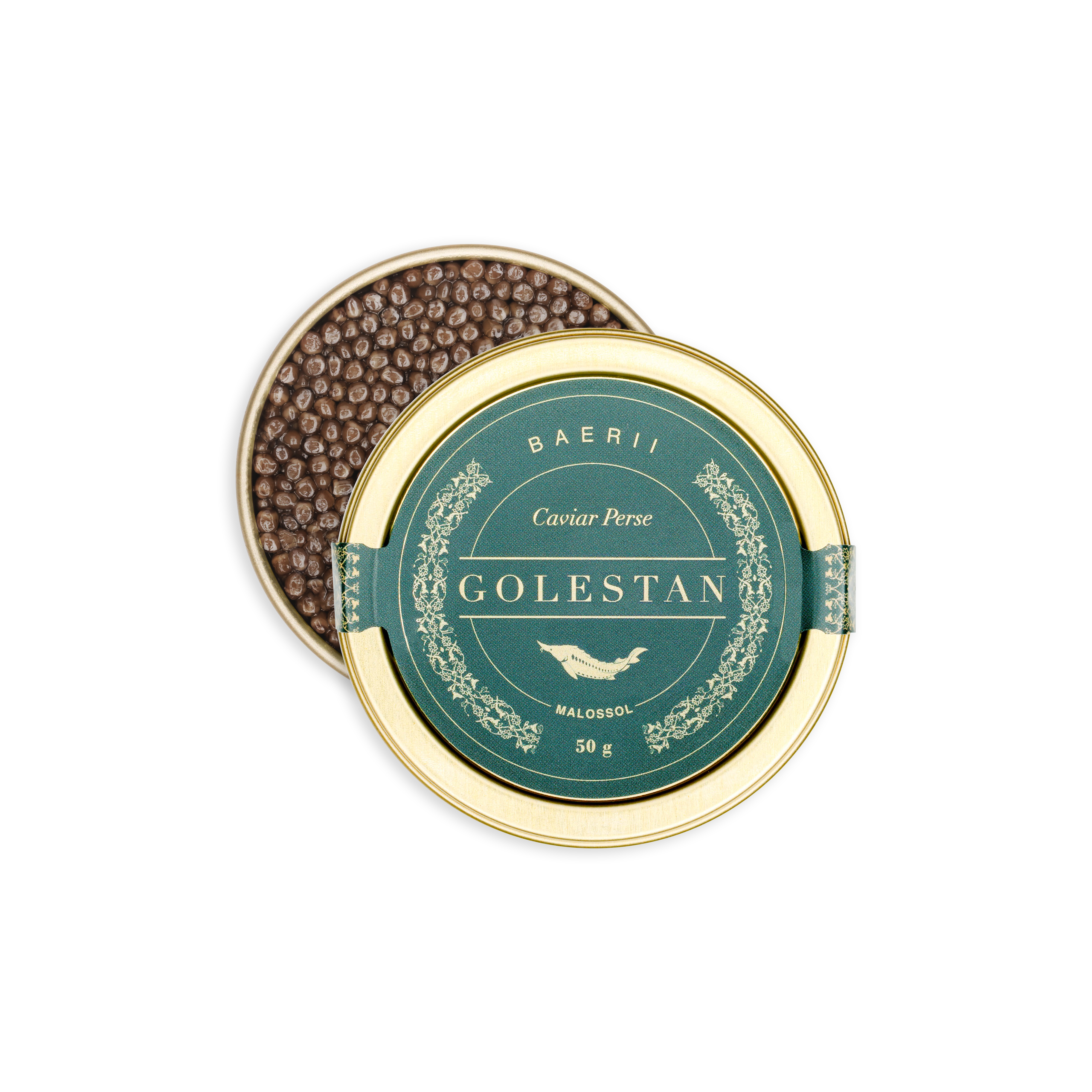boîte de caviar baerii semi ouverte Golestan Caviar