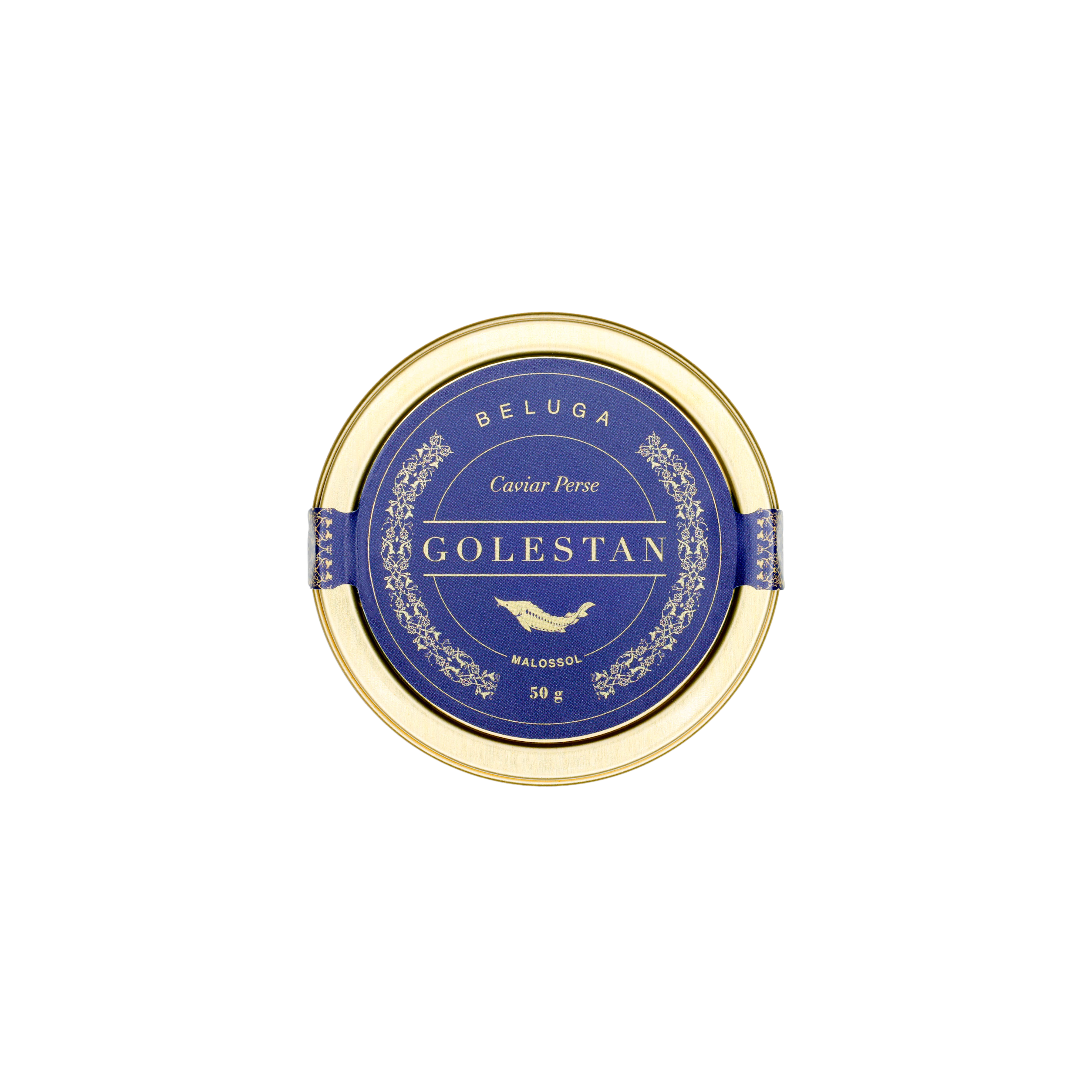 boîte de caviar beluga fermée 50g Golestan Caviar