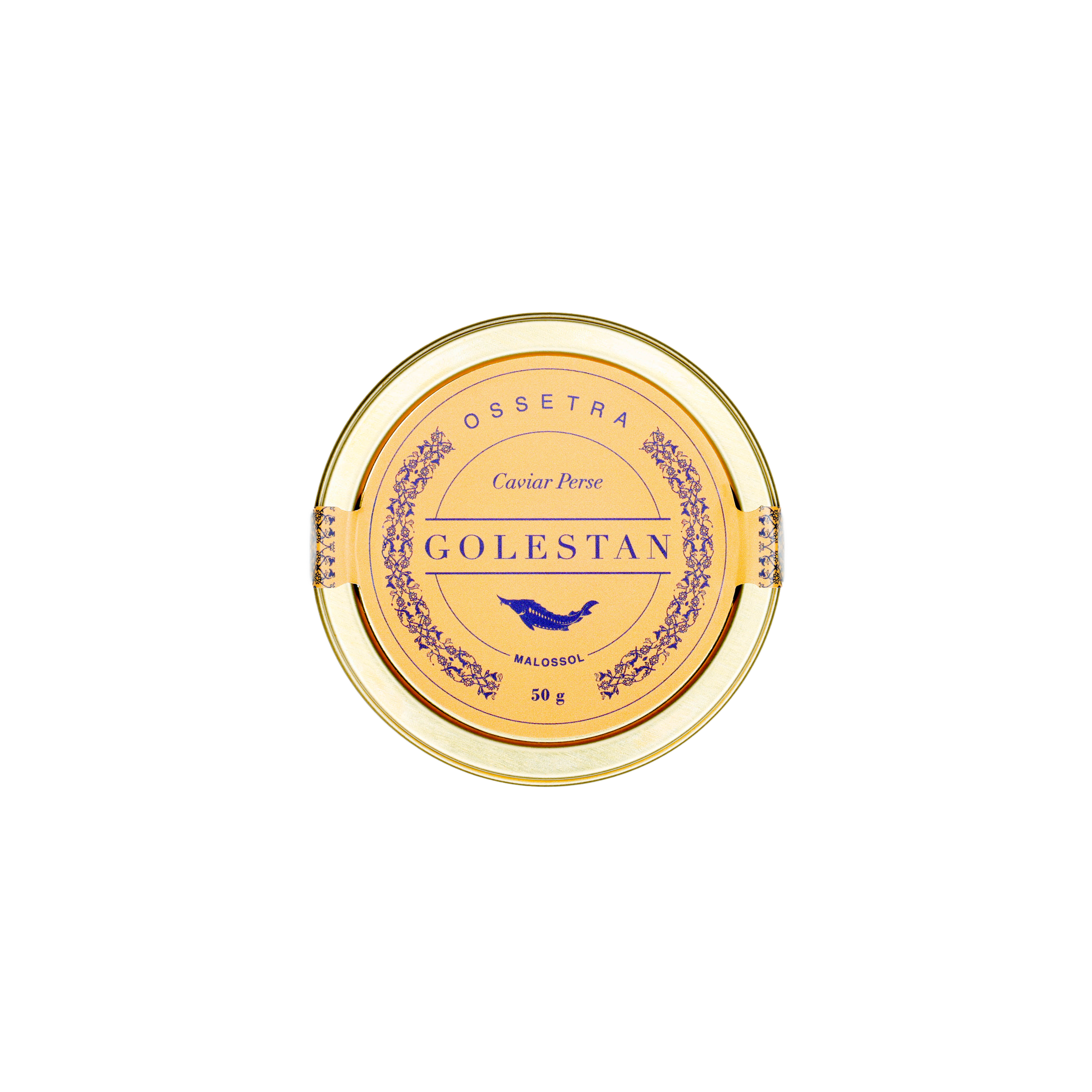 boîte de caviar ossetra fermée 50g Golestan Caviar